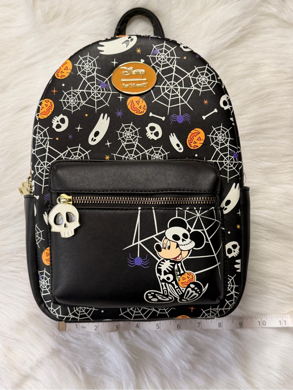 Disney Black Halloween Mickey Mini Backpack with Orange Accents- NWT - Picture 8 of 12